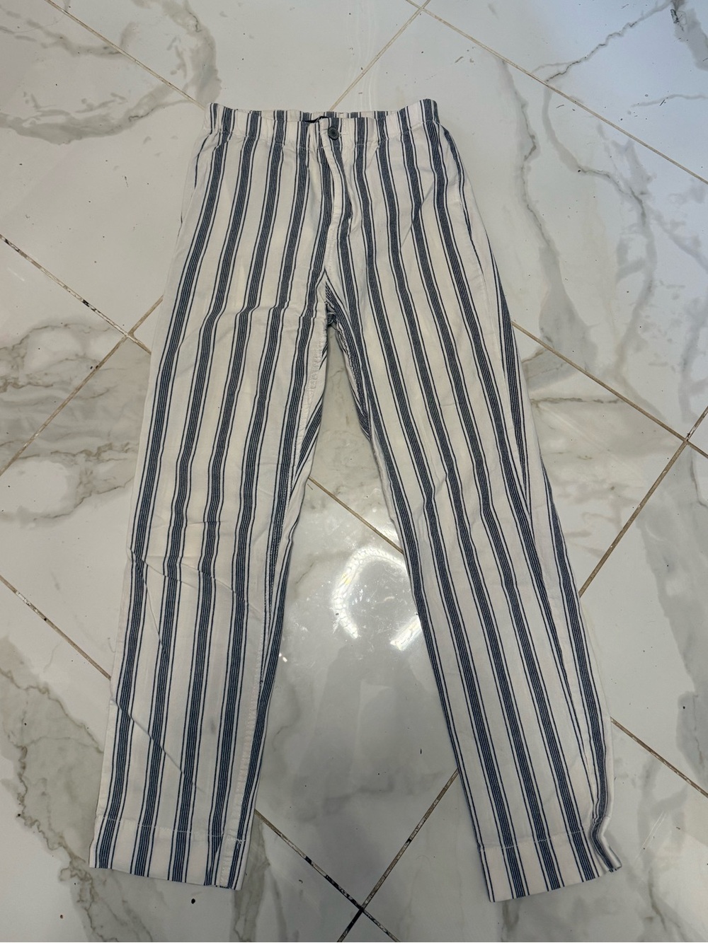 Brandy Melville White and Navy Striped Pants